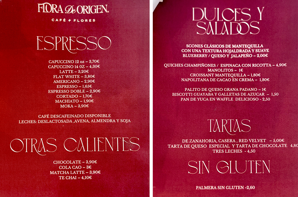Flora de Origen Madrid carta Flora de Origen Madrid carta