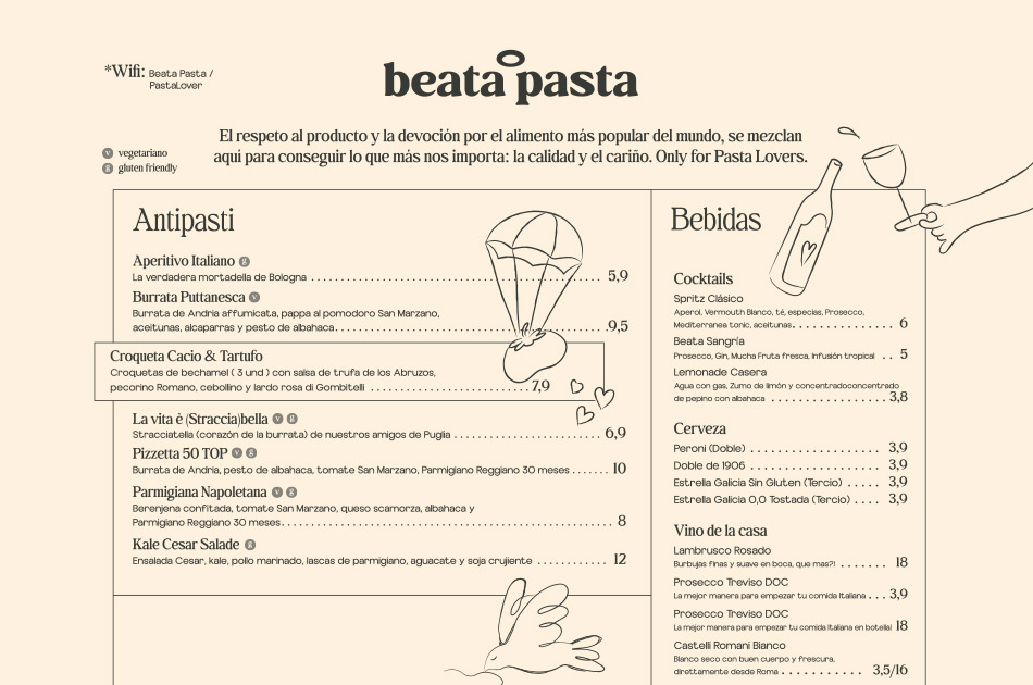 Beata Pasta Madrid carta Beata Pasta Madrid carta