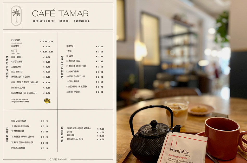 Tamar Café Madrid carta