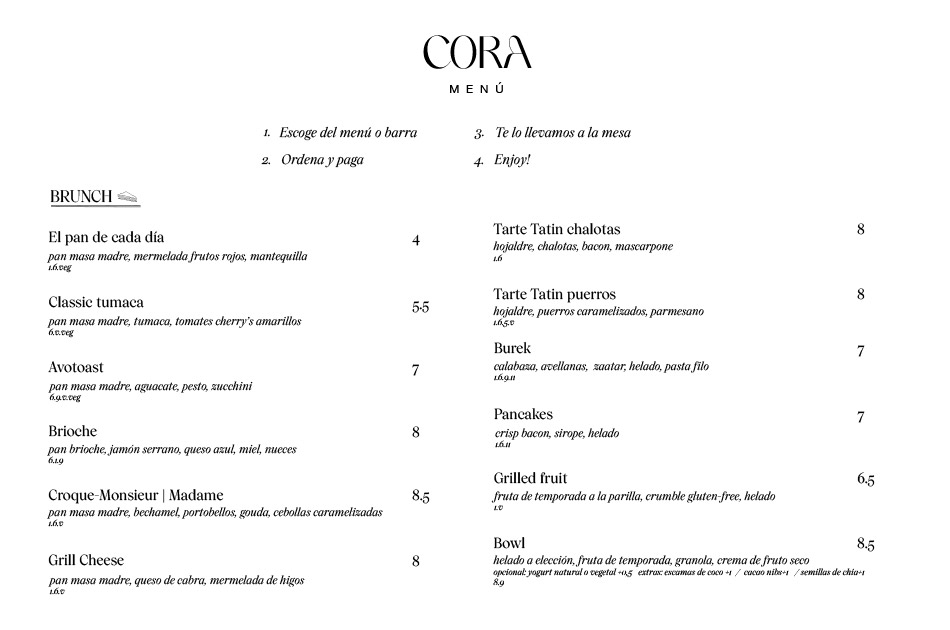 Heladeria Cora carta