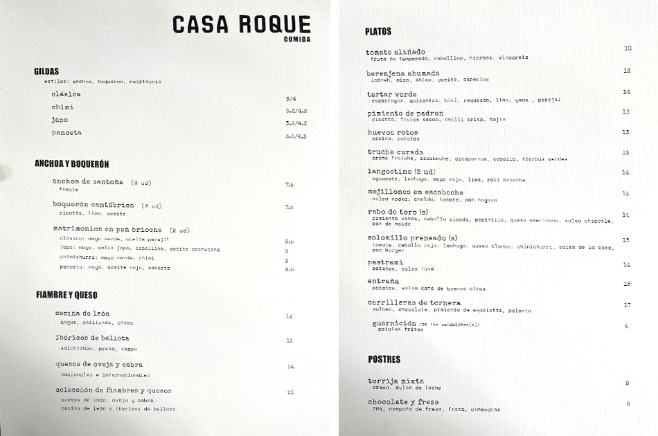 Restaurante Casa Roque carta precios Restaurante Casa Roque carta precios