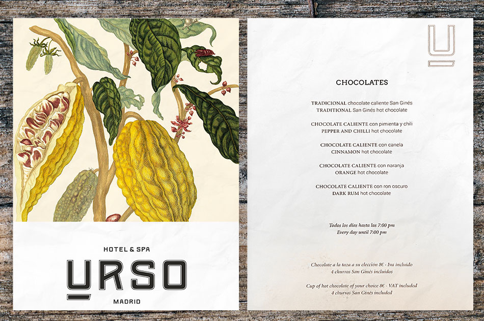 Carta chocolates hotel urso madrid