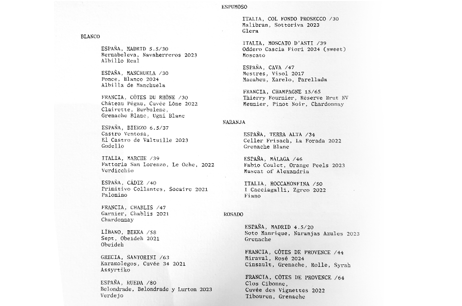Restaurante Norah Madrid carta Restaurante Norah Madrid carta