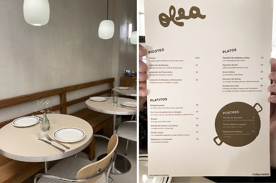 Restaurante Olea Madrid carta precios