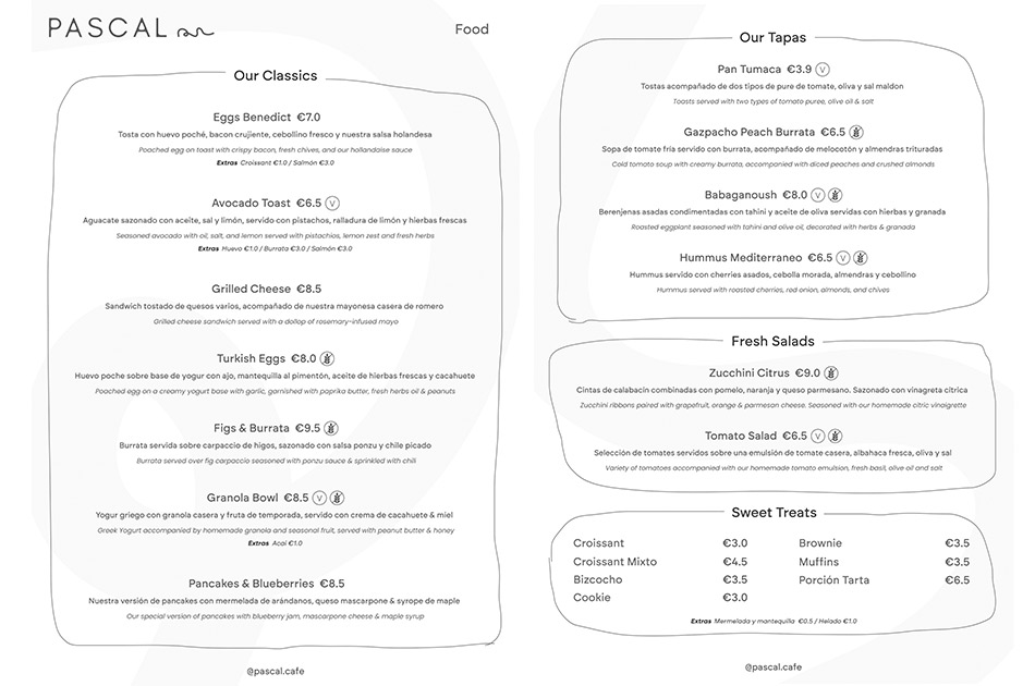 Pascal Café Madrid carta Pascal Café Madrid carta
