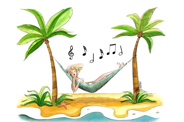 Verano musical, ilustración, playlist primavera, banda sonora del verano,