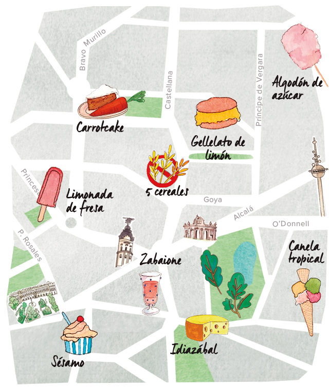 Mapa de los mejores helados de Madrid